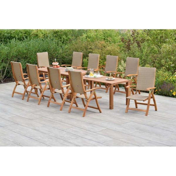 Merxx GartenmöBel Capri Set 11Tlg. 10 Capri Klappsessel + 1 Flex Ausziehtisch-image