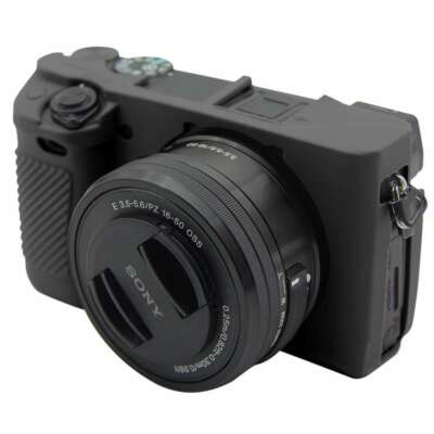AMZER Shockproof Soft Silicone Protective Case Cover for Sony ILCE-6300 - Black