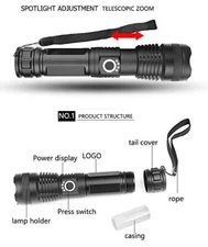 2000 Lumen Rechargeable Tactical LED Flashlight