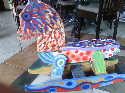Cavallo a dondolo cavallino in legno artigianale cm 80x80x23