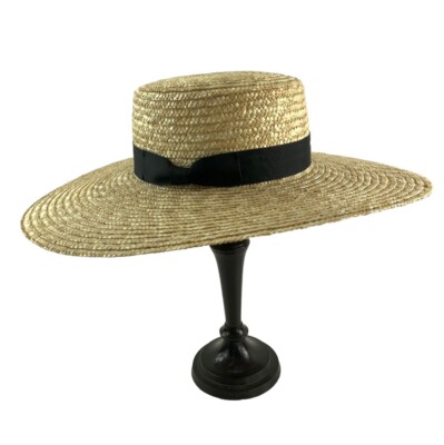 Lack of Color Spencer Straw Boater Hat Size M 57 cm Wide Brim