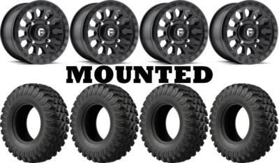 Kit 4 EFX MotoRally Tires 37x10-15 on Fuel Vector Matte Black D579 Wheels HP1K