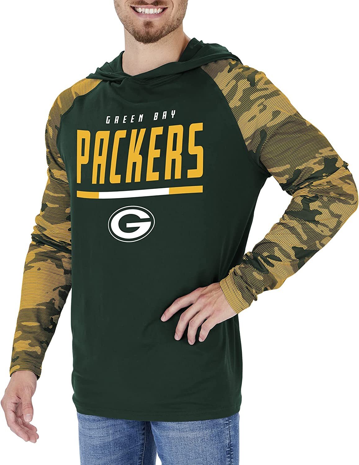 Мужская легкая толстовка с капюшоном Zubaz Green Bay Packers NFL с рукавами командного камуфляжа