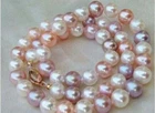 HUGE 20"11-12mm south sea genuine round white pink purple pearl necklace