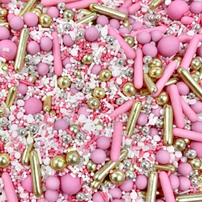 Metallic Rosa Gold Weiß Streusel Cupcake Tortenaufleger Muttertag Babyparty
