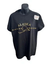 Uni-Sex Alaska T-Shirt Delta Pro Weights Screen Printed Gold Alaska State Stars