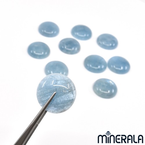 NATURAL BLUE AQUAMARINE ROUND SHAPE 20mm CABOCHON LOOSE GEMSTONE - Picture 3 of 3