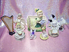 🎁i💗Lot 7 Vtg Girls Angels Skiing Baby Fur Bunny Planter Figurine⭐As