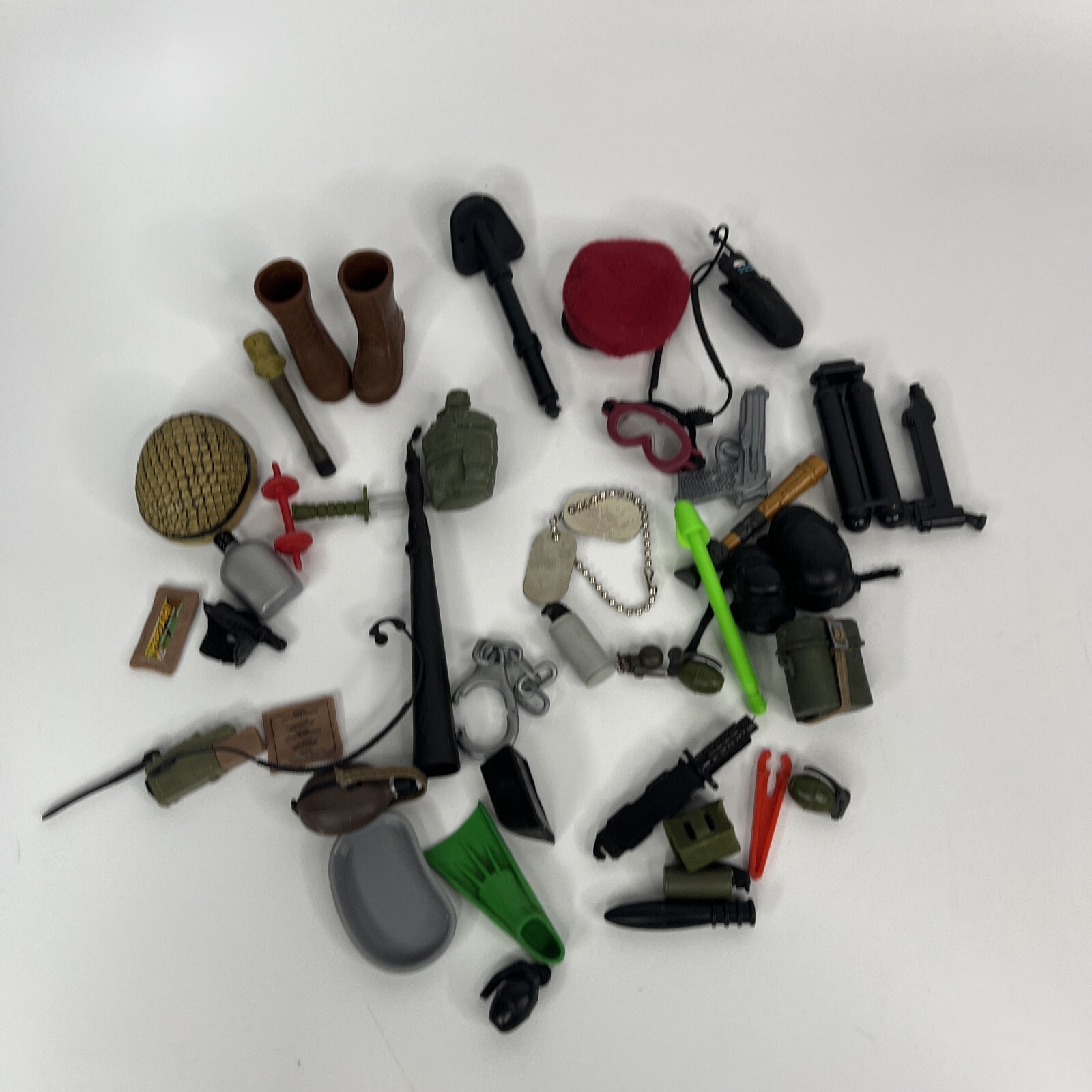 Lot Of Vintage GI Joe Accessories Weapons Boots Helmet Hat Read Description