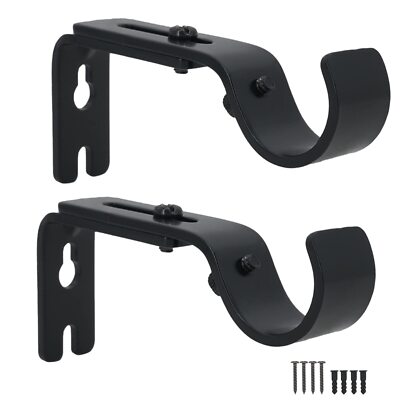 Adjustable Curtain Rod Bracket Fits up to 1 inch Curtain Rod Sturdy Premium B...