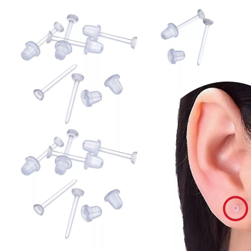 20 Pairs Invisible Clear Stud Earrings Acrylic Post Silicone Back Earring  Posts