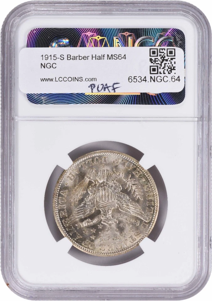 1915-S Barber Silver Half Dollar MS64 NGC - Image 2 of 4
