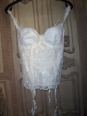 Ulla Dessous atemberaubende Mieder Straps Corsage Spitze Gr. 75E ivory neu (lg50
