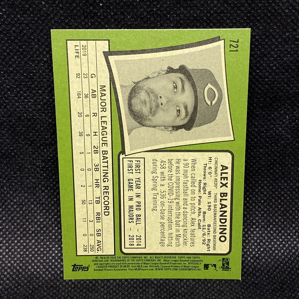 SP! 🚨2020 Topps Heritage Alex Blandino Cincinnati Reds #721 - Image 2 of 2