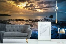 3D Seascape Stone Wallpaper Wall Mural Removable Self-adhesive Sticker7823