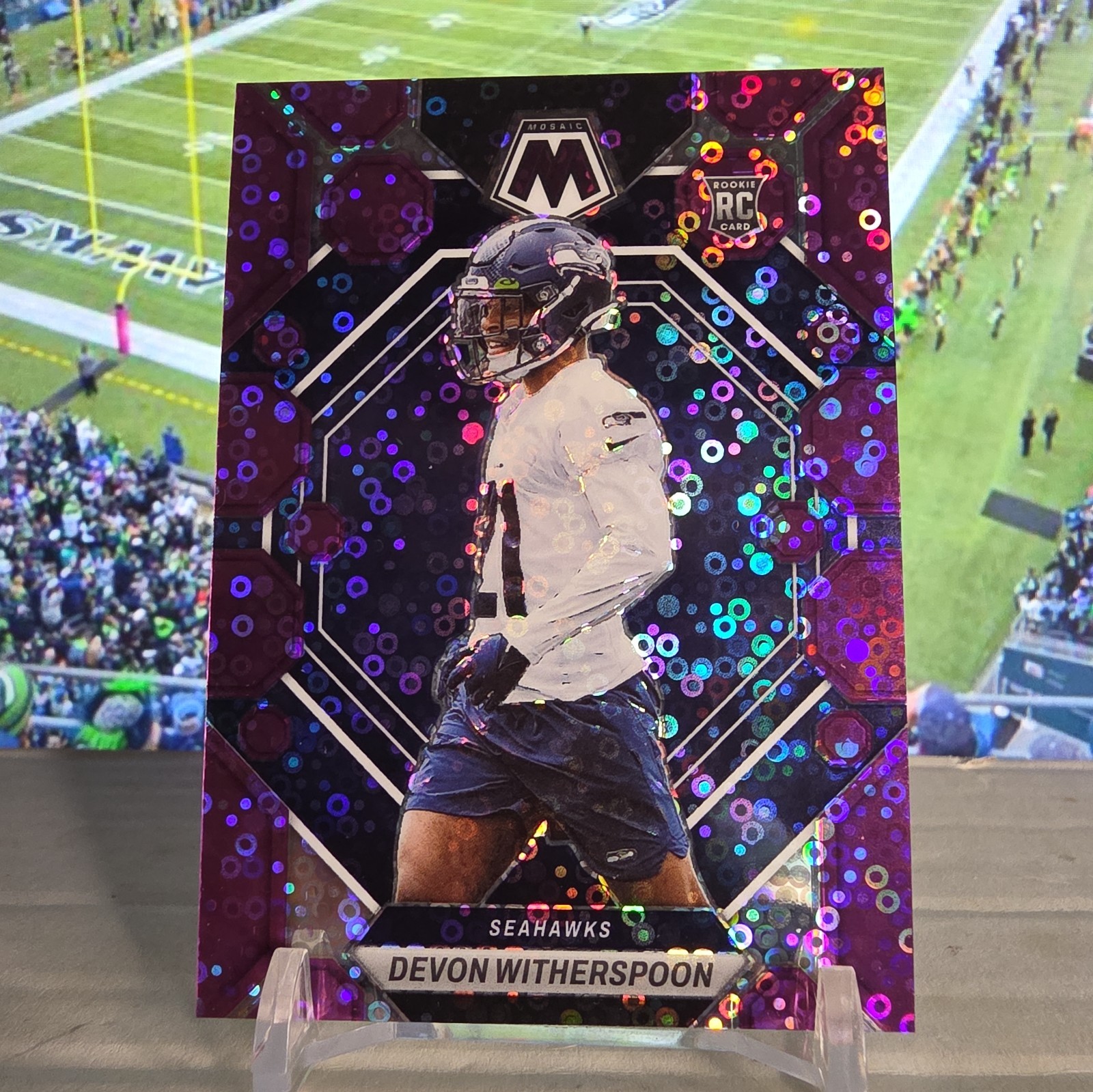 2023 Mosaic Devon Witherspoon Purple /50 No Huddle Disco Rookie Seahawks RC#313