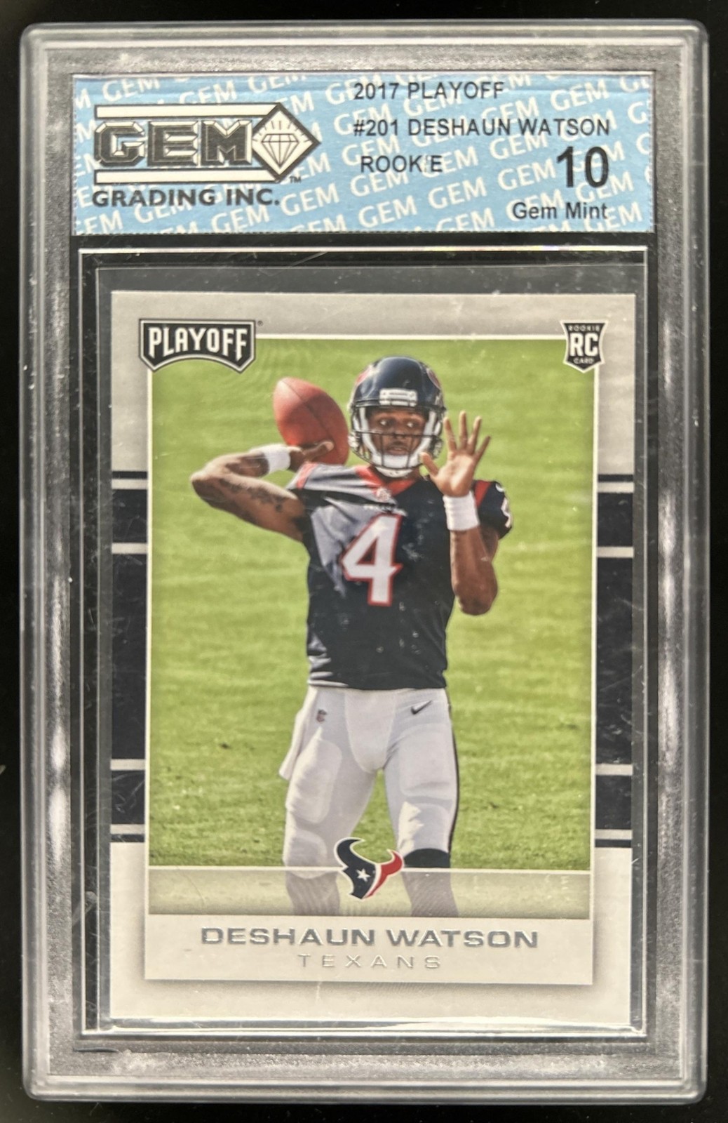2017 Panini Playoff Deshaun Watson RC Rookie #201 Texans GEM 10
