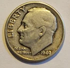 1949D Roosevelt Dime 90% Silver BU US Coin j5-1
