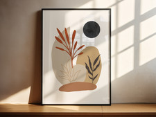 Earthy Botanical Abstract Art Print Minimalist Nature Wall Decor