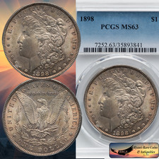 1898 Morgan Silver Dollar, PCGS MS63, Brilliant Uncirculated, Softly Toned C8533