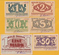 Hamburg -New-York Hamburger Gummi-Waaren Comp.- 6 Goldmark-/Goldpfennig-Scheine