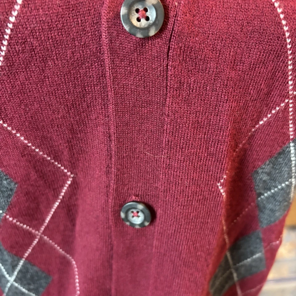 Suéter Chaleco Para Hombres M Mediano Lana Merino Argyle Preppy Antiguo Dinero Abuelo Colegiata Foto 3 de 4