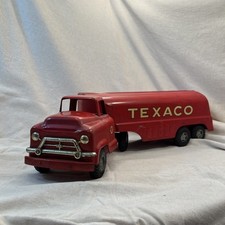 VINTAGE PRESSED STEEL TRUCK BUDDY L TEXACO TANKER SEMI TRACTOR TRAILER NIB