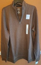 New Large Tall Croft Barrow Top Men's Brown Soft Fleece Quarter Zip Sweatshirt