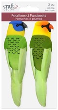 Craft Dcor Essentials Feathered Parakeet W/Clip 5" 2/Pkg -5.1"