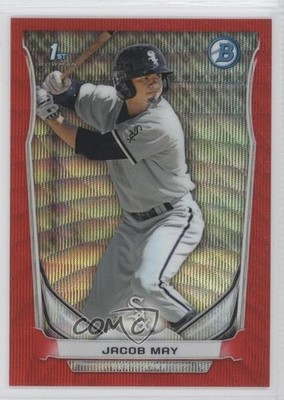 2014 Bowman Prospects Chrome Red Wave Refractor 15/25 Jacob May #BCP3 b9e