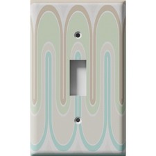 Green Retro Waves Decorative Light Switch Plate Cover Outlet Wall Plate
