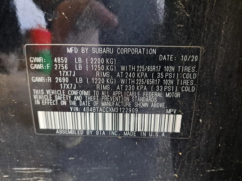 Power Steering Gear/Rack And Pinion 2021 Legacy Outback Sku#4253341 - Imagem 3 de 4