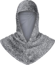 Renaissance Faux Chain Mail Coif Medieval Knight Cowl One Size, Silver Gray