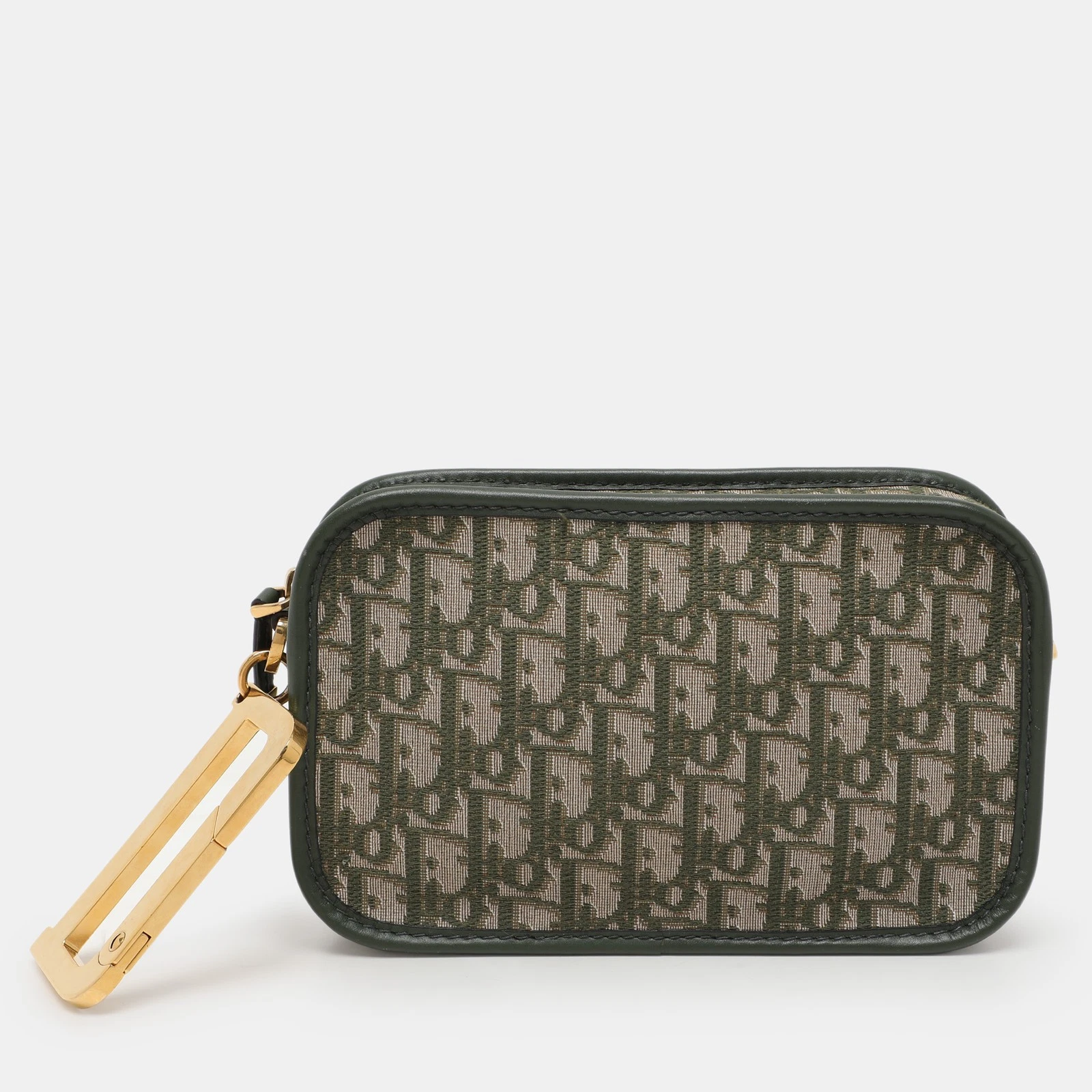 Pochette Dior vert oblique toile et cuir diorquake