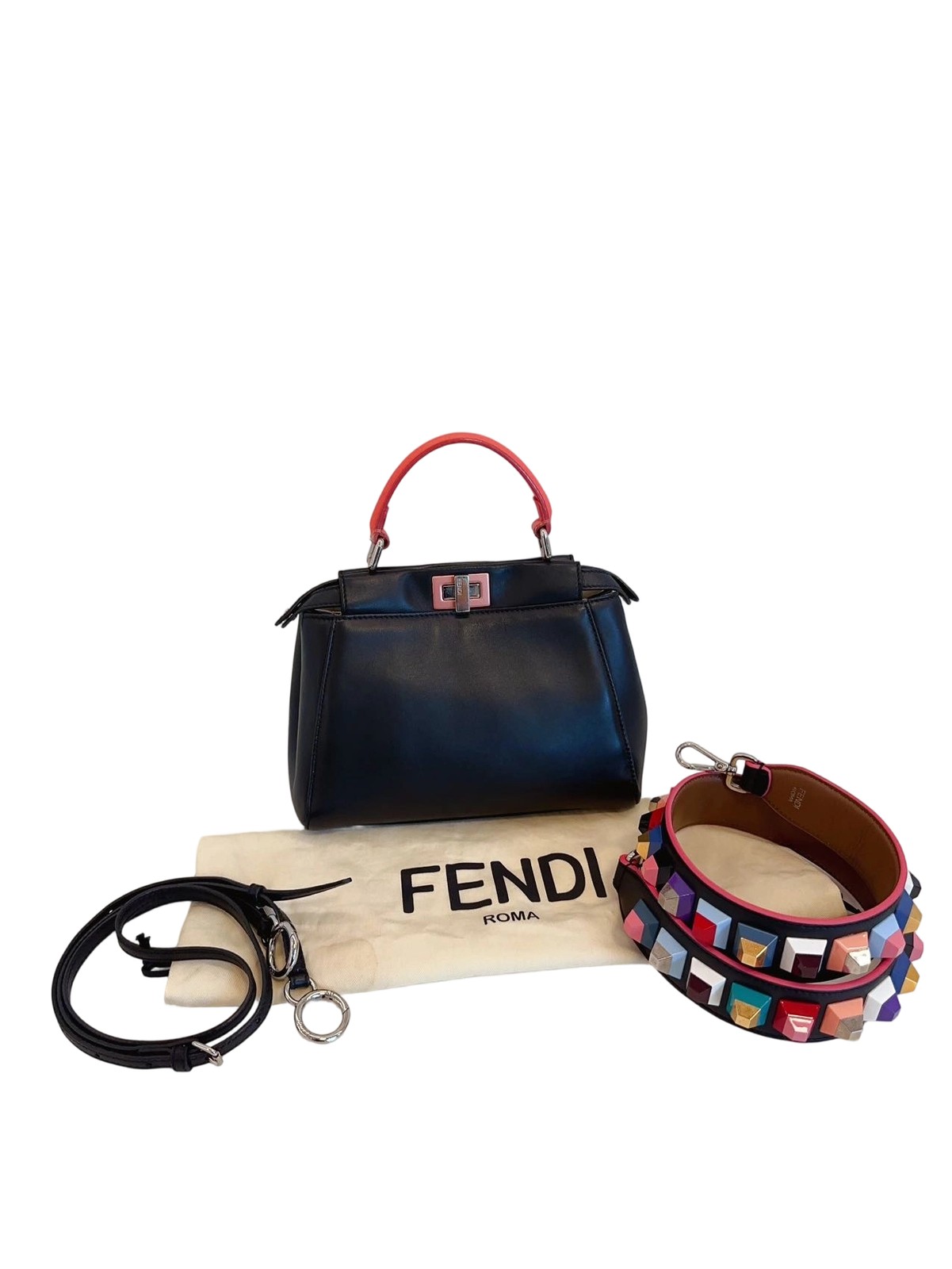 Fendi Peekaboo Mini Colorblock Leather Top Handle Bag Pre-Owned