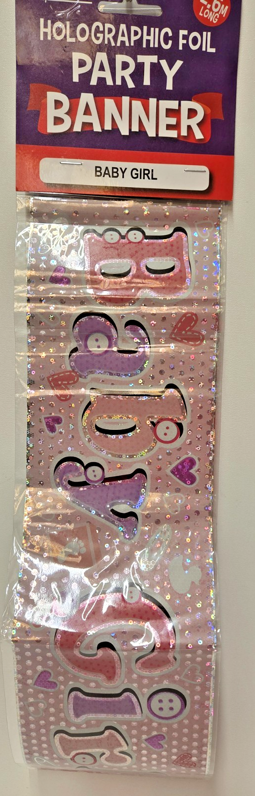 Baby Girl Banner Pink 2.7m foil Gender Reveal Baby Shower Party Decoration Cute