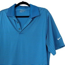 Nike Golf Polo Tour Performance Blue Striped Mens Size Large Dry Fit Active Wear