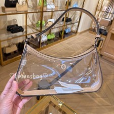Tory Burch Rory Clear Shoulder Bag 180275 Brushed Almond $450