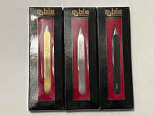 NEW Rubis Swiss Cosmetic Tweezers Switzerland Oval Tip Black Gold Silver Boxed