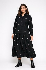 Annah Hariri SHEREEN MAXI DRESS button down with SASH LONG SLEEVE IN black