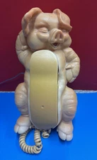Vtg Telemania PIG Wall Or Desk Landline Phone W/Snore Ring Tone Not Tested. T14