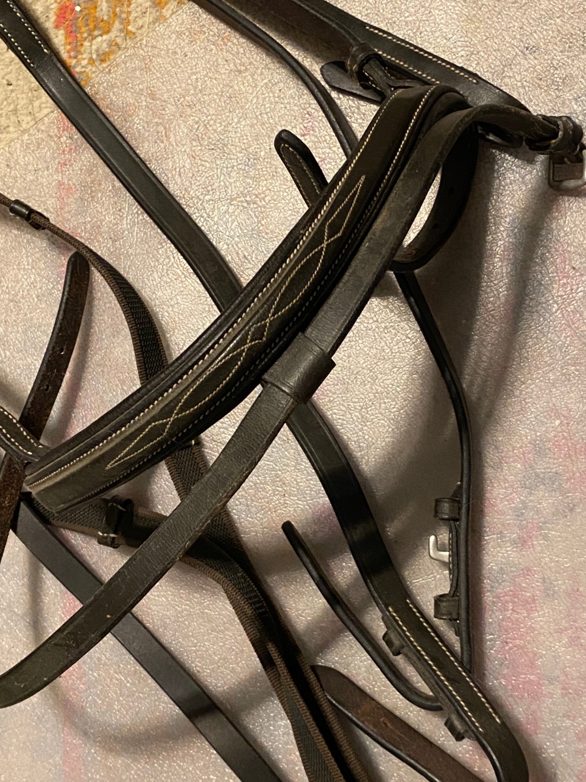 used english full size bridle padded fancy stitched soft free shipping