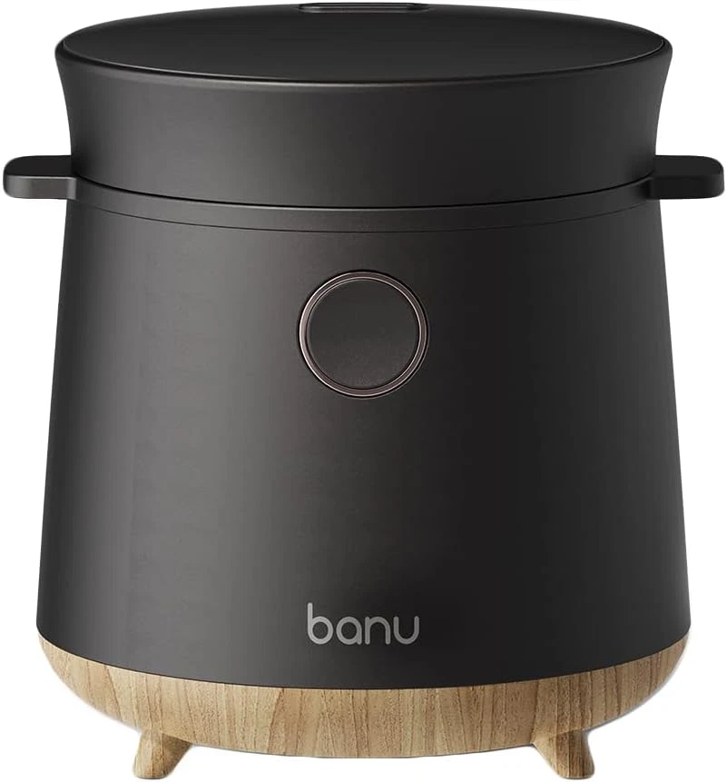Mini Low Carb Rice Cooker with Steamer, 3 Cups, 24H Delay Timer - Black