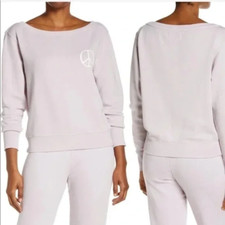 Spiritual Gangster Purple Vida Peace Sign Boatneck FrenchTerry Sweatshirt Medium