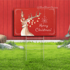 Merry Christmas reindeer red yard sign