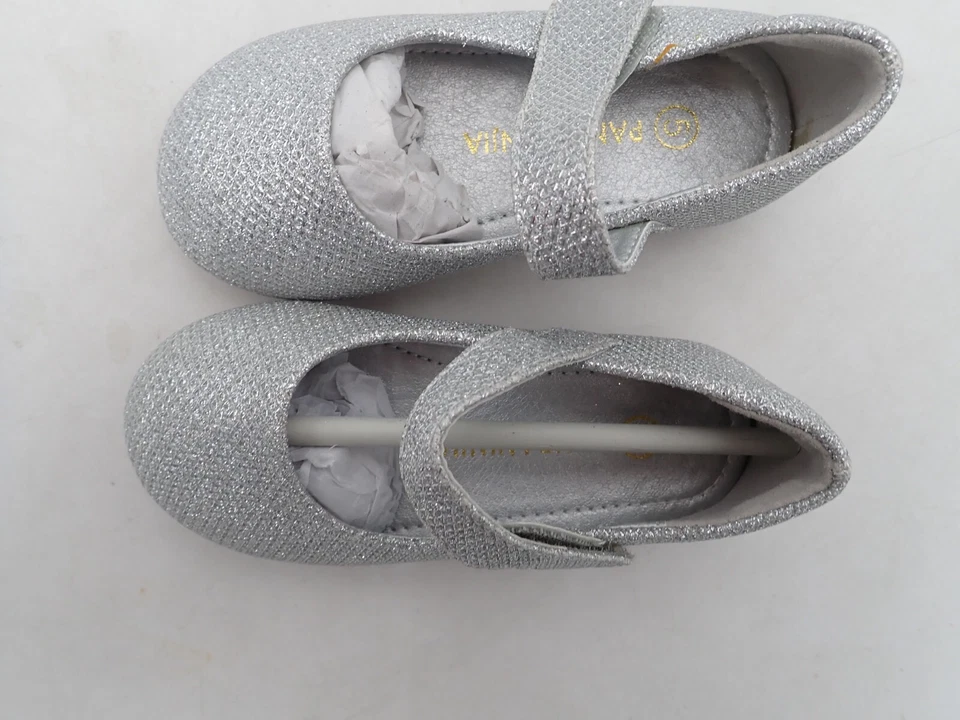 PANDANINJIA Niño Pequeño Plateado Niña Vestido Susie Mary Jane Plano Talla 5 Niño Pequeño Foto 3 de 4