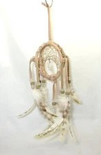 Native American Made 3" Double (3D) Dream Catcher, Beige DreamCatcher, COA  #213