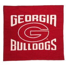 Georgia Bulldogs Blanket Throw 52 x 48 Biederlack Made in USA Red White