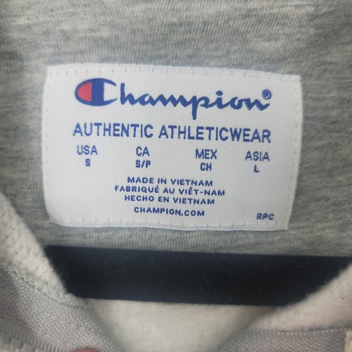 Champion Powerblend Fleece Zip Jacket Gray Stripe Sleeve Men's Small - Picture 7 of 7