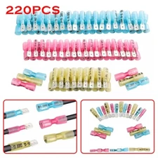 220PCS Heat Shrink Spade Male & Female Electrical Wire Terminals Connectors Kit